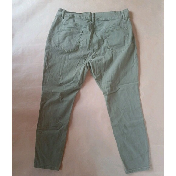 Womens 20W Jeans Medium Green High Rise Skinny Leg Denim Pants - Picture 2 of 16